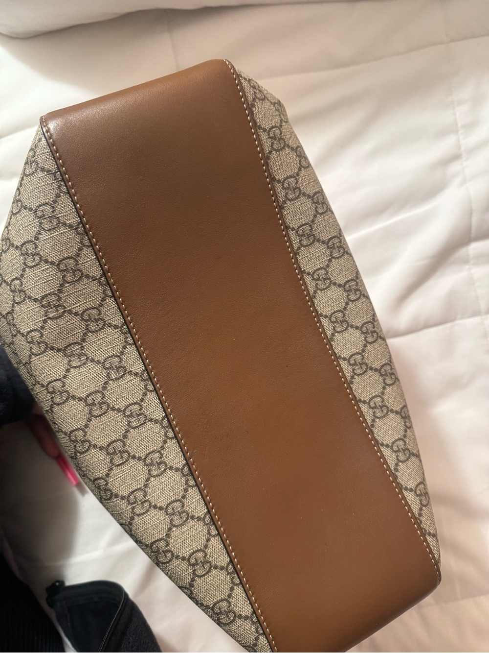 Gucci Brown GG Supreme Canvas Tote with Gold Chain Strap - Picture 5 of 11